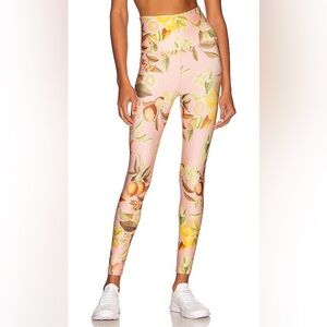 Beyond Yoga High Waisted Midi Leggings in the pink Lemon Grove print size medium